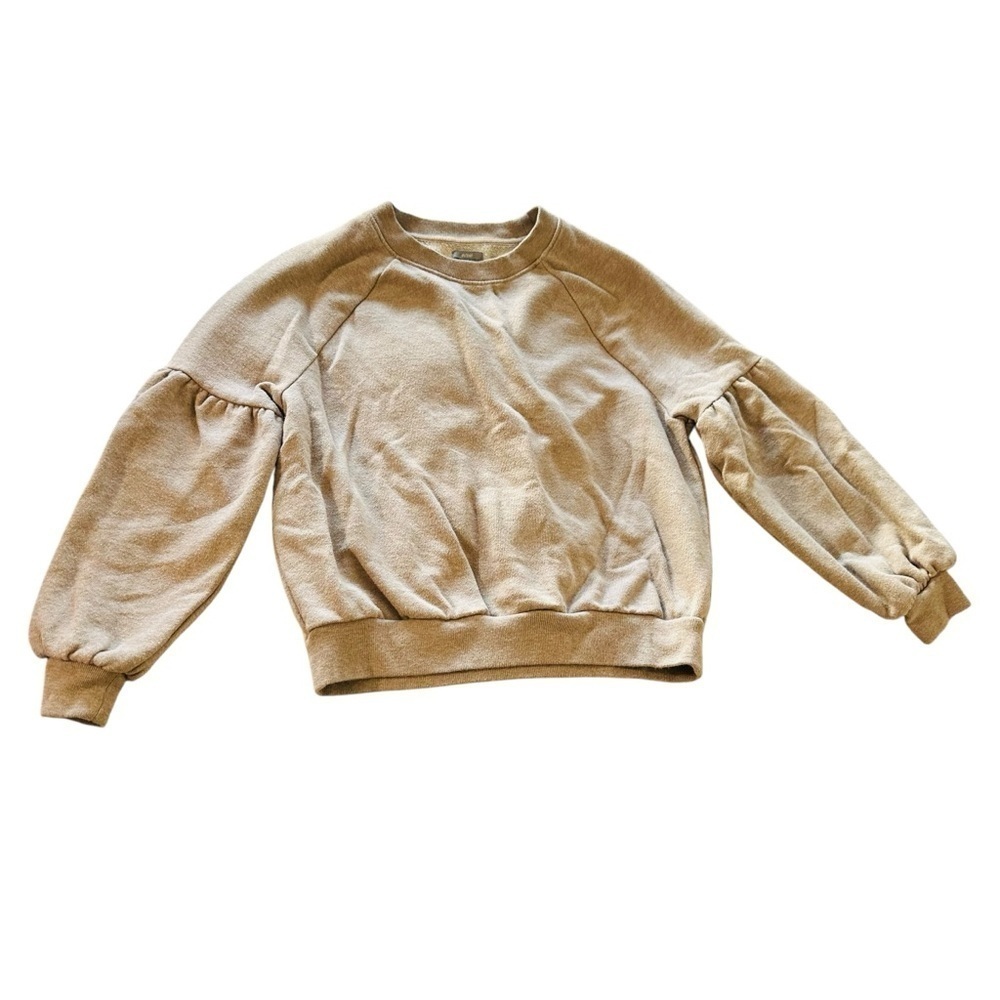 Aerie women's XS tan crew neck sweatshirt with puffy sleeves